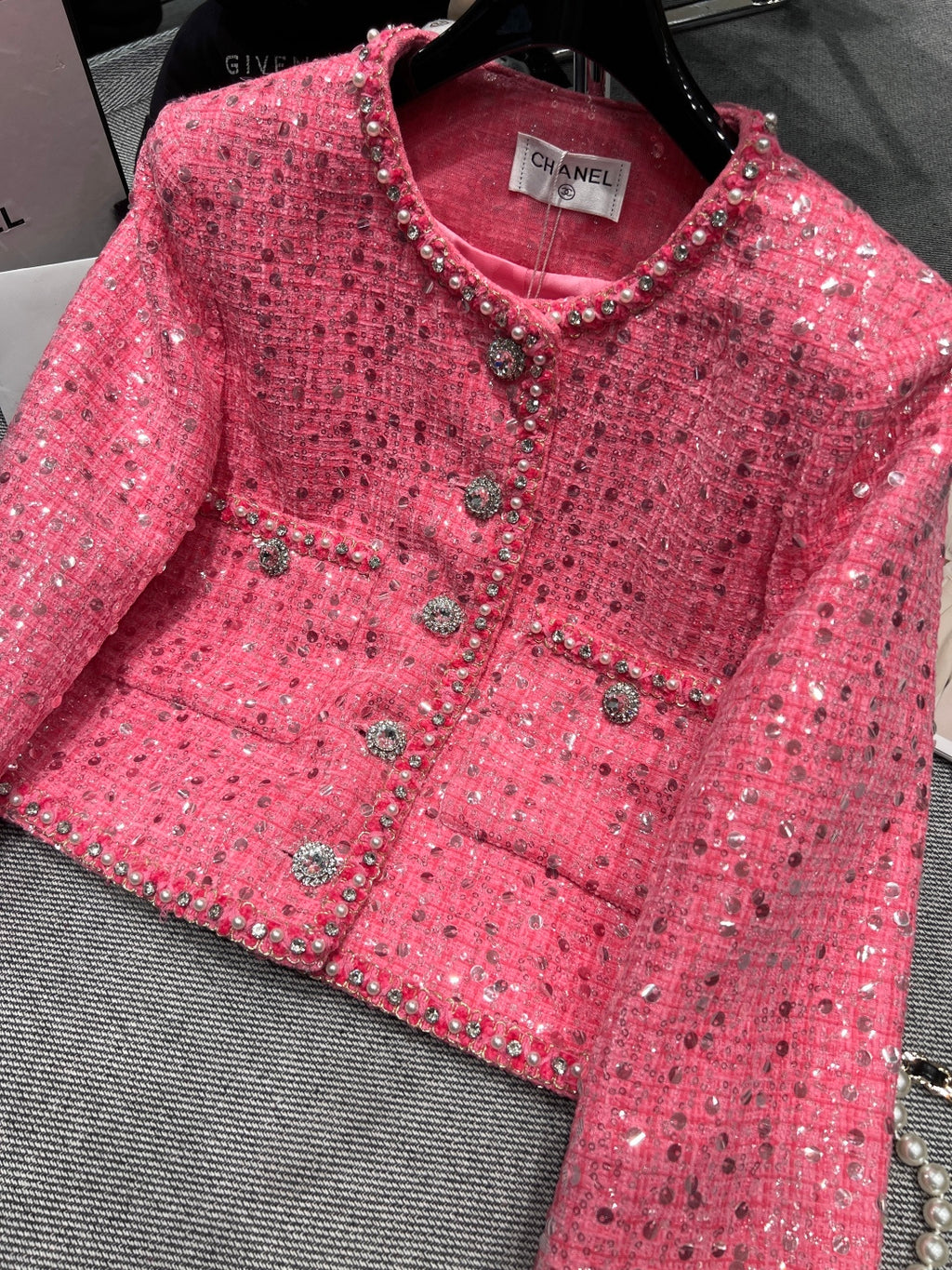 Chanel Pink Glamor Jacket with Pearl embellishments