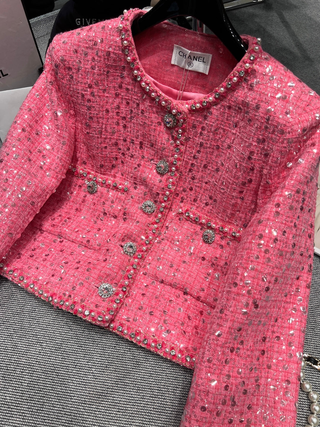 Chanel Pink Glamor Jacket with Pearl embellishments
