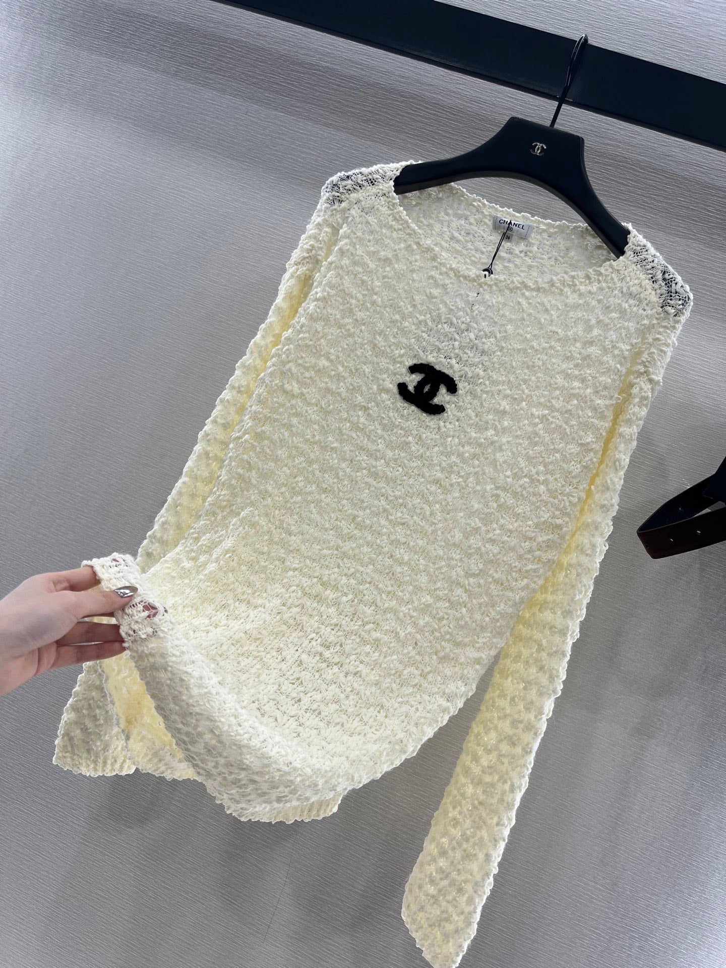 Cream Chanel Textured sweater