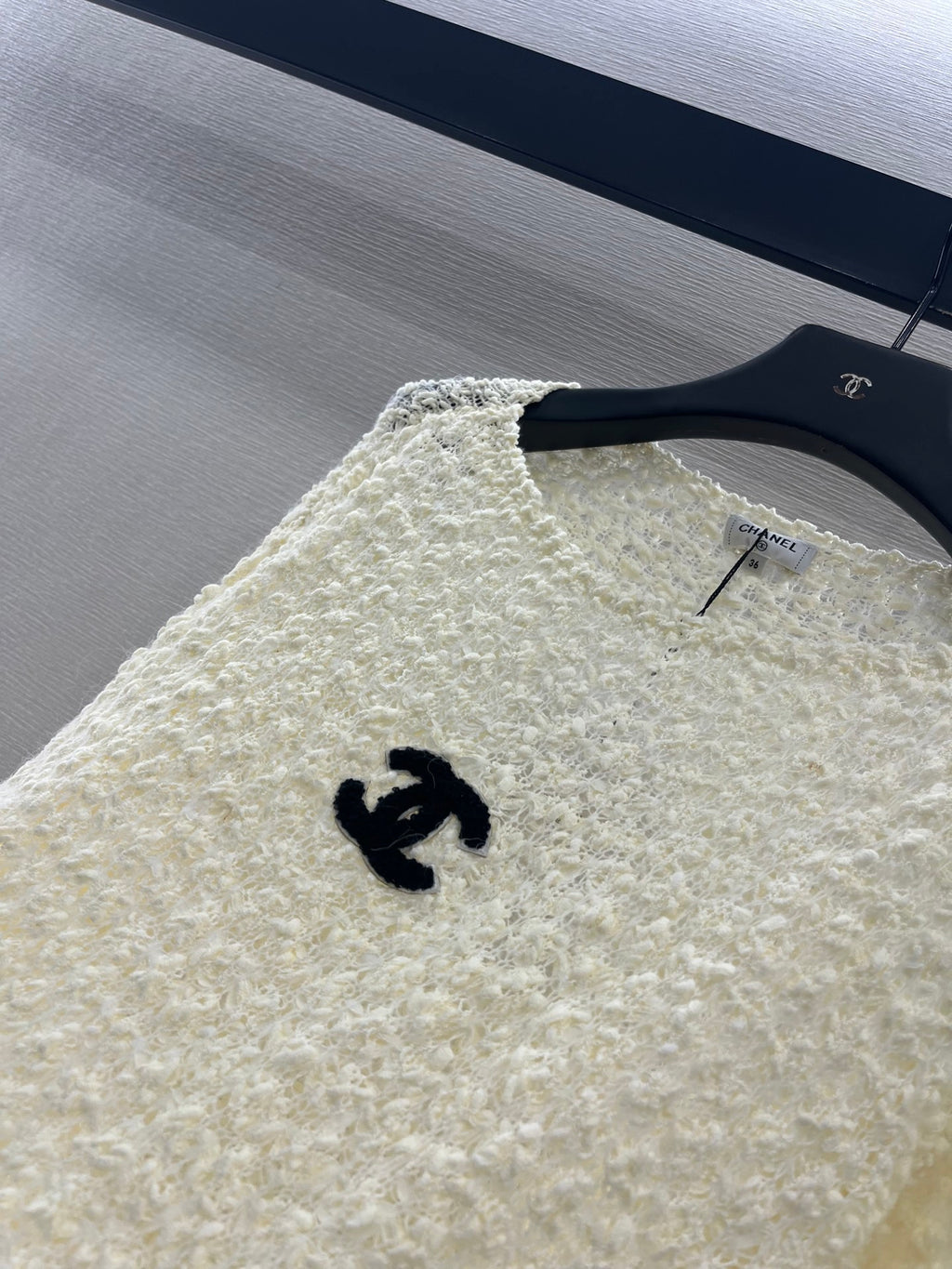 Cream Chanel Textured sweater