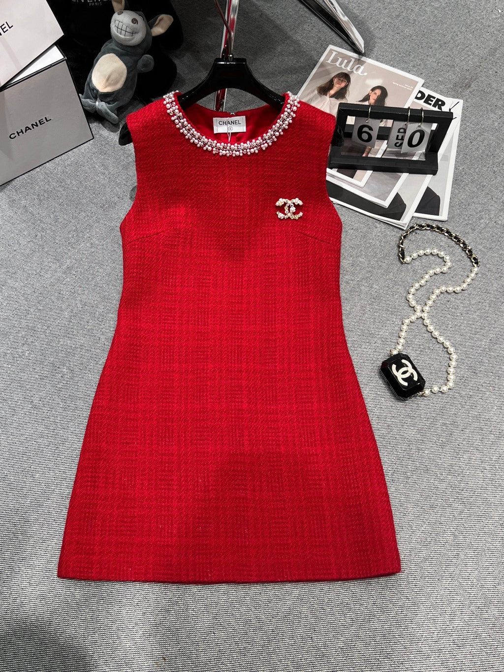Chanel Red Pearly Gown