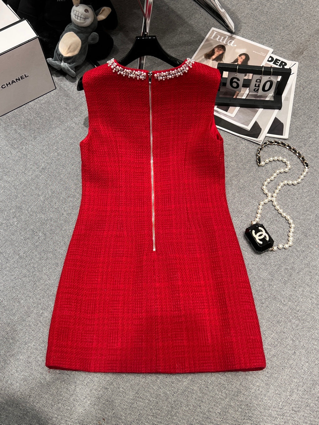 Chanel Red Pearly Gown