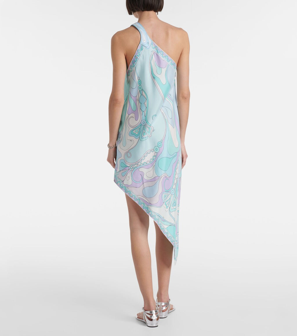 EMILIO PUCCI Orchidee asymmetric silk twill minidress