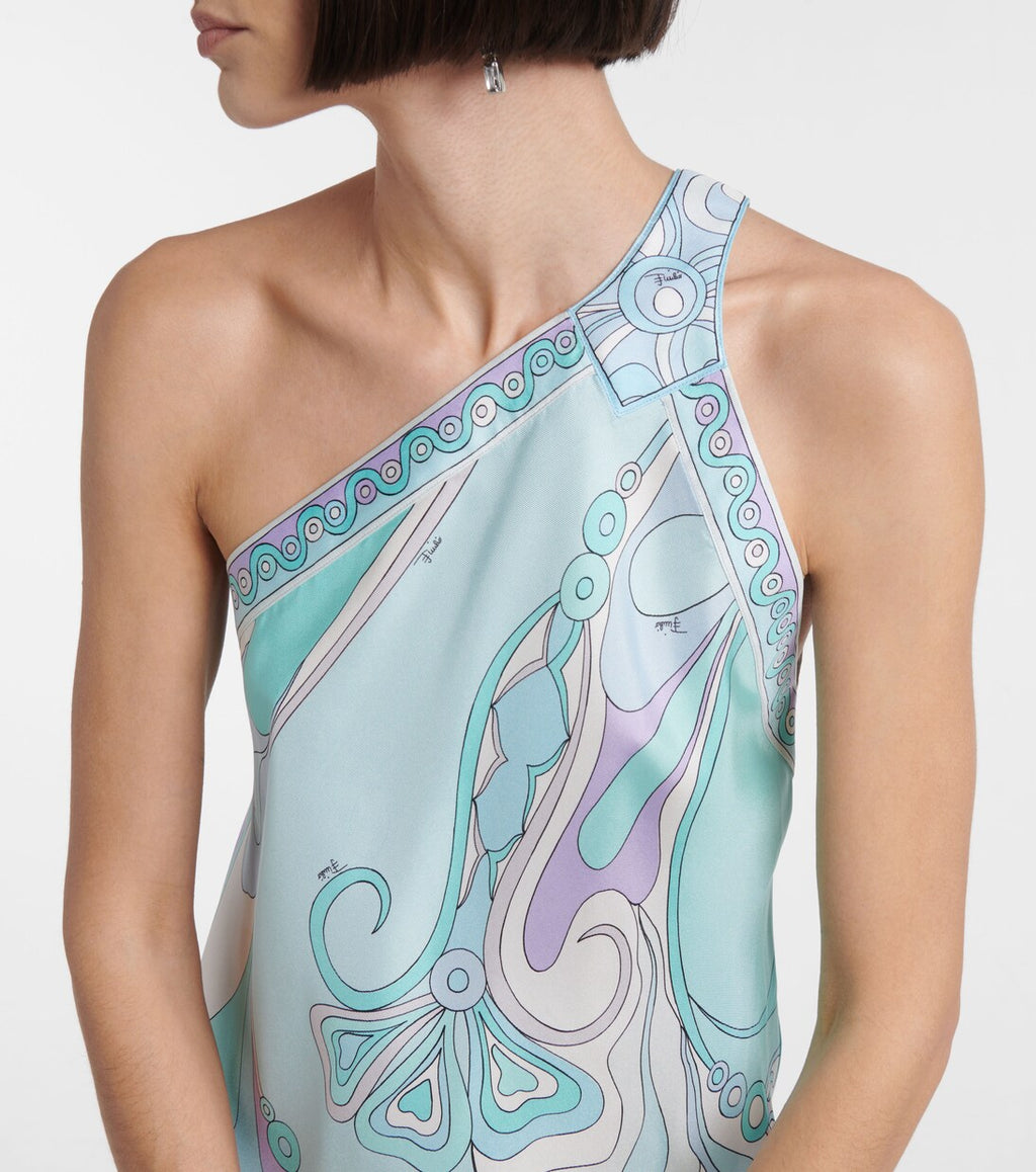EMILIO PUCCI Orchidee asymmetric silk twill minidress