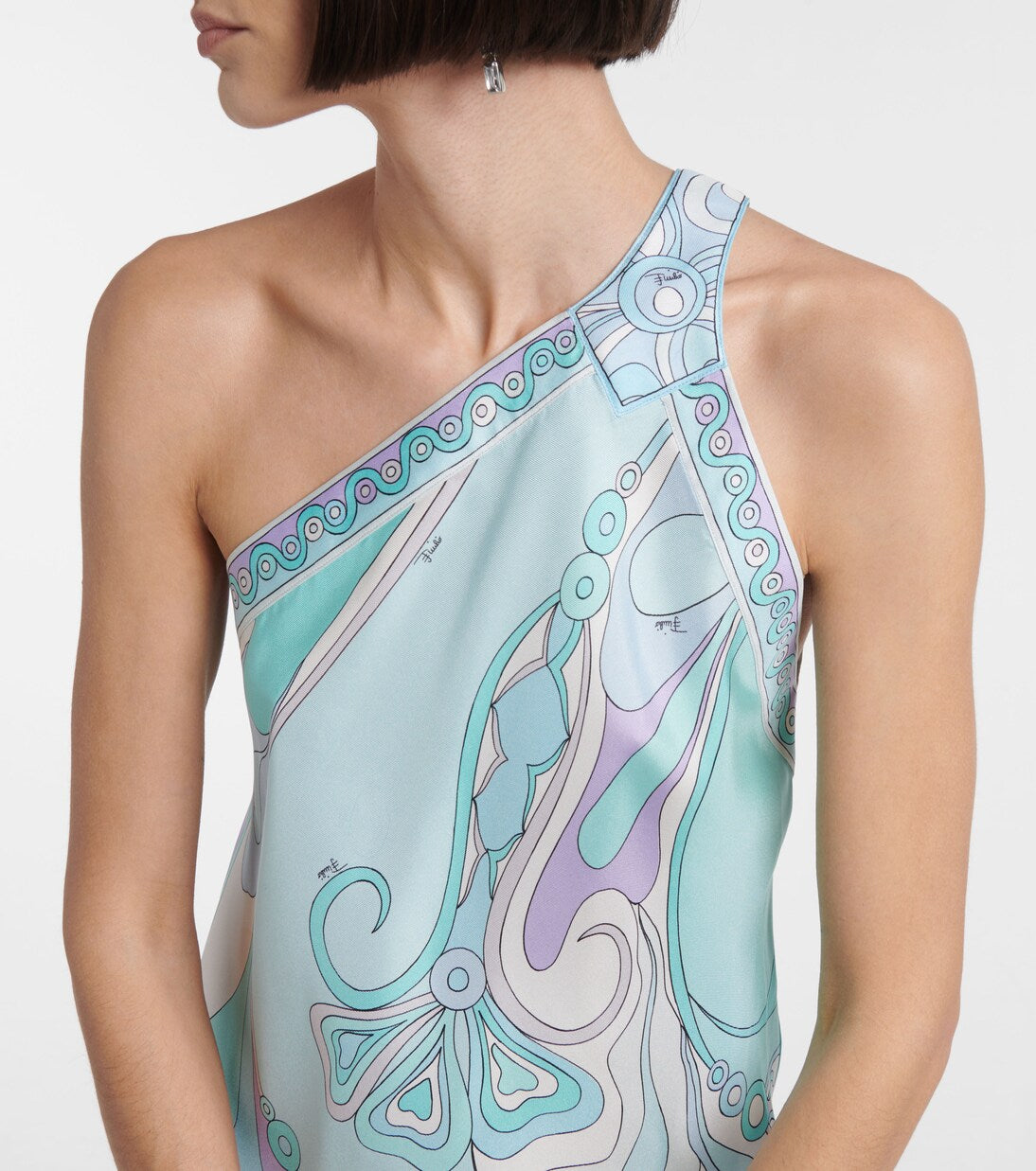EMILIO PUCCI Orchidee asymmetric silk twill minidress