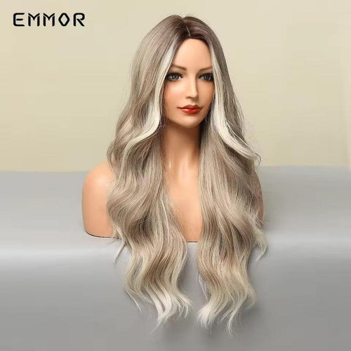 22 inch long, 18 inch high wavy lace front wig with 3-part closure
