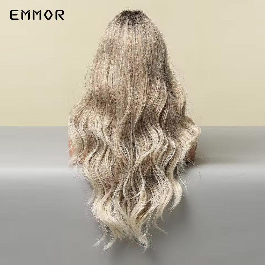 22 inch long, 18 inch high wavy lace front wig with 3-part closure