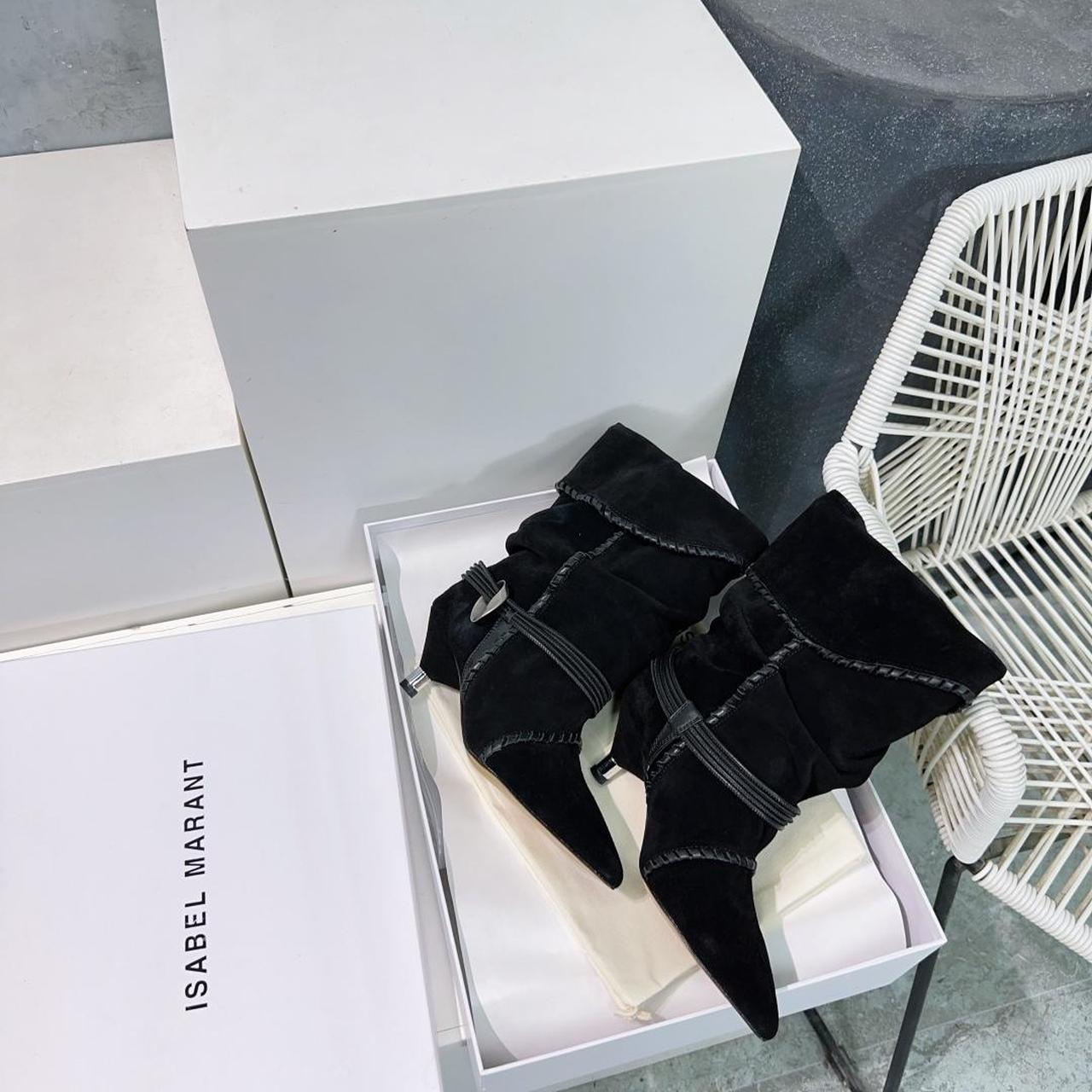 Isabel Marant Black suede isabel marant ankle boots with silver heel