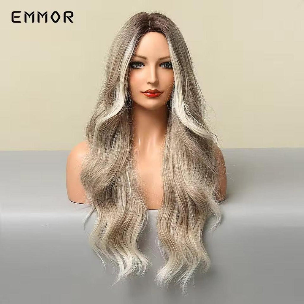 22 inch long, 18 inch high wavy lace front wig with 3-part closure