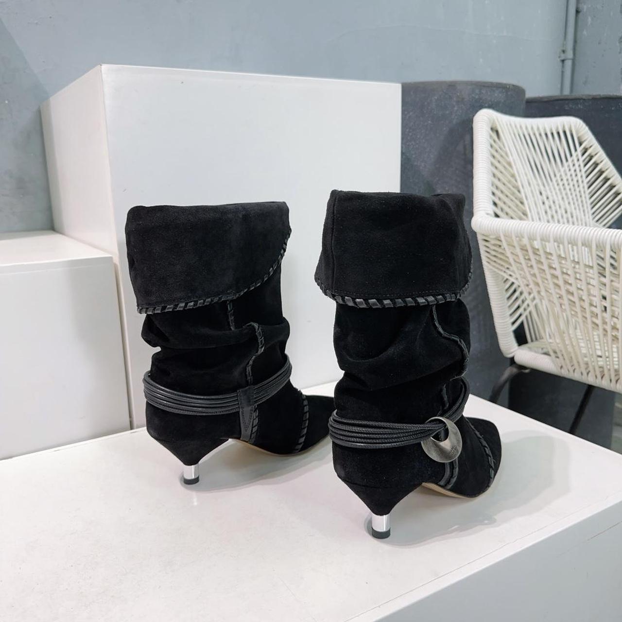 Isabel Marant Black suede isabel marant ankle boots with silver heel