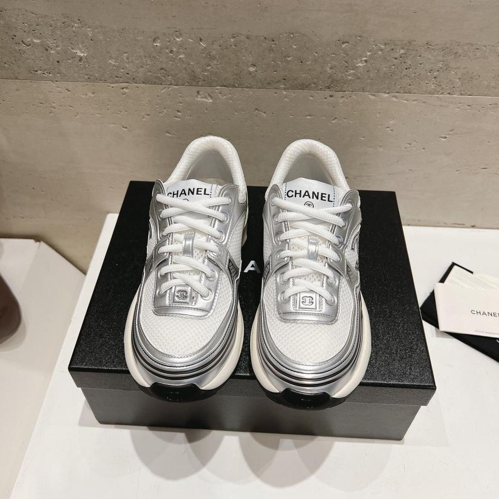 Chanel Women's white silver Trainers