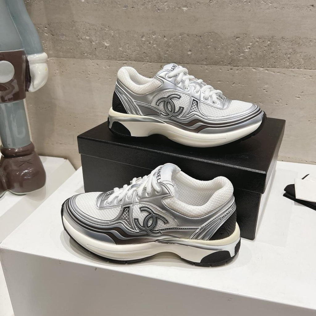 Chanel Women's white silver Trainers