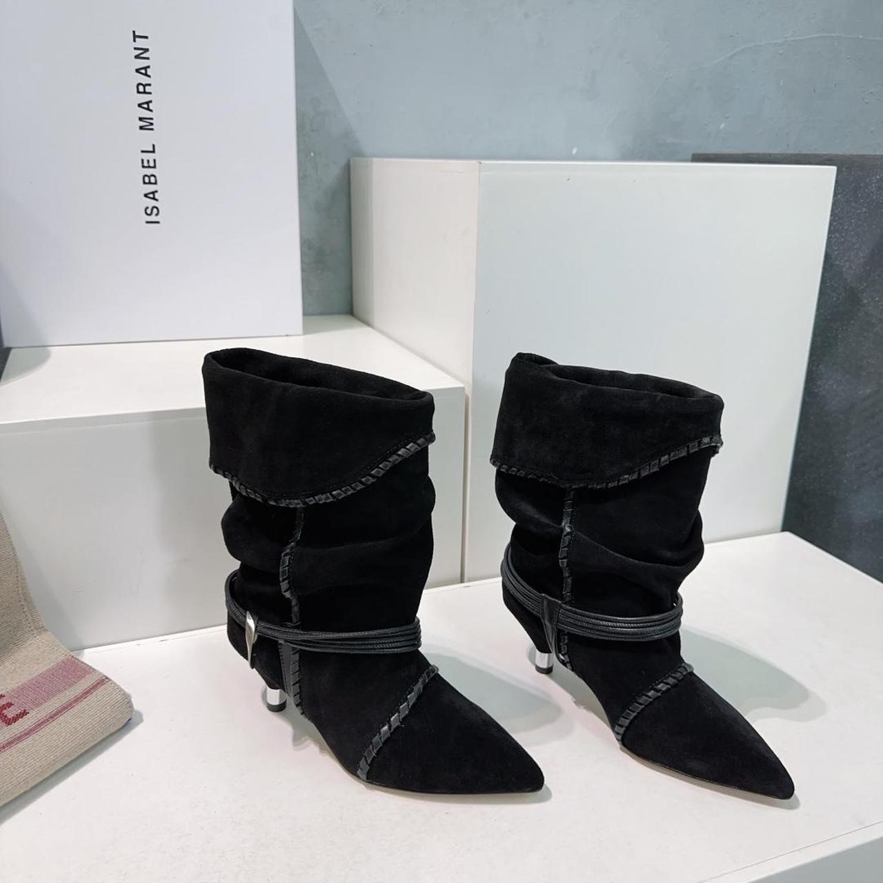 Isabel Marant Black suede isabel marant ankle boots with silver heel
