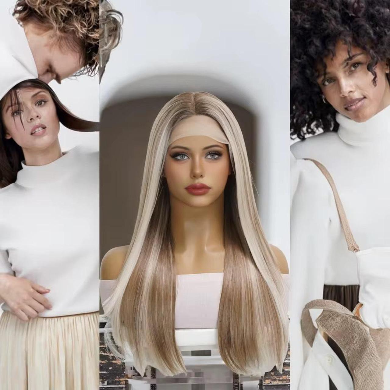 Straight blonde long wig with fringe