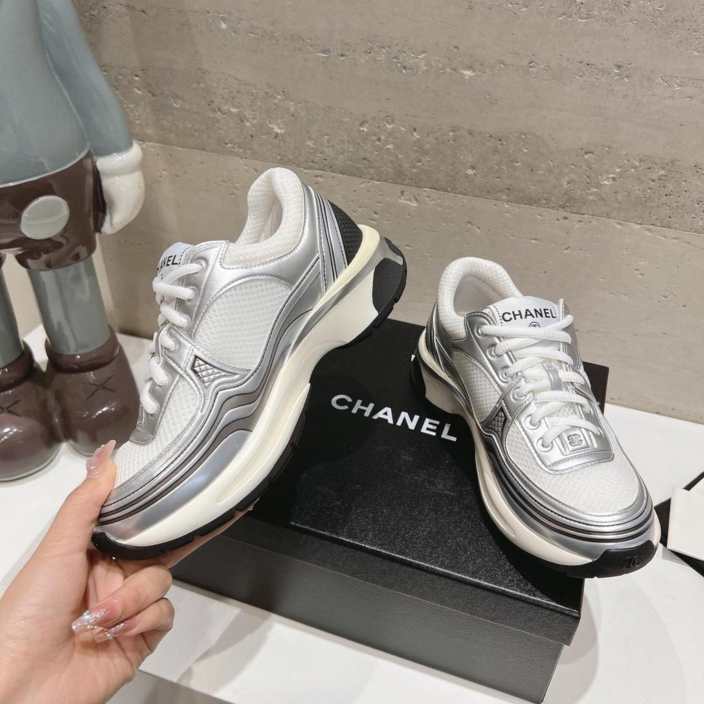 Chanel Women's white silver Trainers